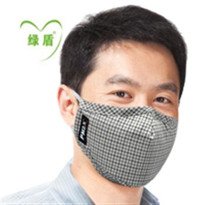 绿盾PM2.5口罩蓝灰格L码