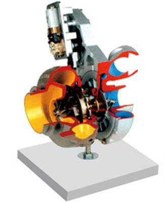 涡轮增压器解剖模型，带变截面叶片和控制电机SBQC-JP055